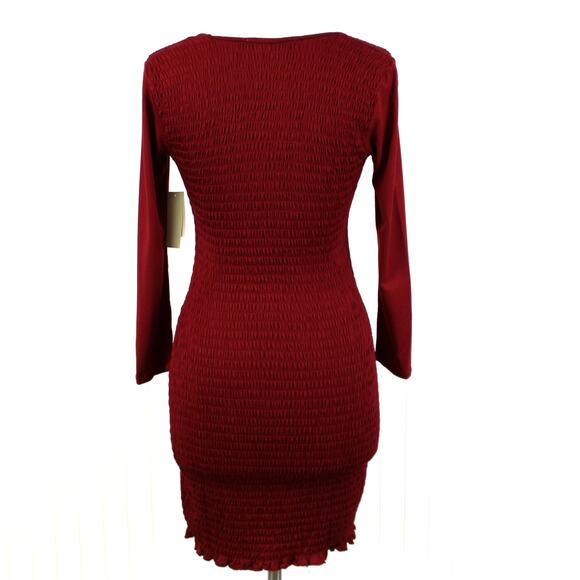 Row A Womens Mini Dress Large Smocked Bodycon Going Out Party Club Y2K Retro - Picture 2 of 10